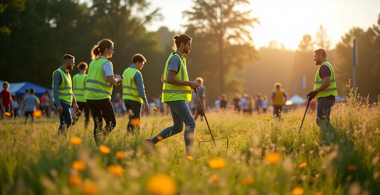 Symbolische Darstellung der drei Nachhaltigkeitsdimensionen bei Sportveranstaltungen