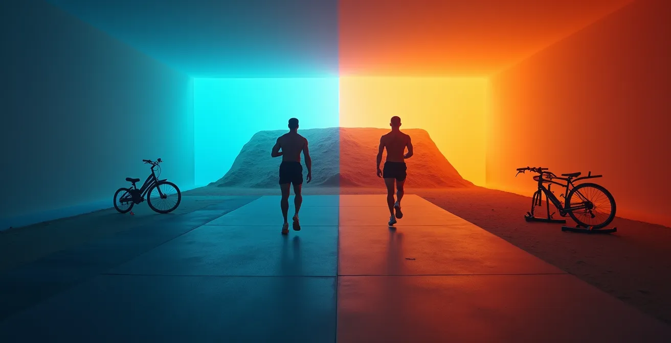 Visueller Trainingsplan zeigt Wechsel zwischen verschiedenen Trainingsphasen