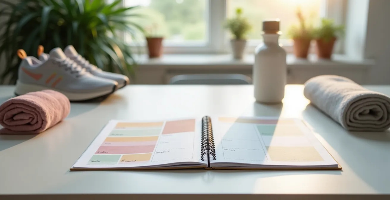 Übersichtliche Trainingsplanung mit markierten HIIT-Tagen und Regenerationsphasen