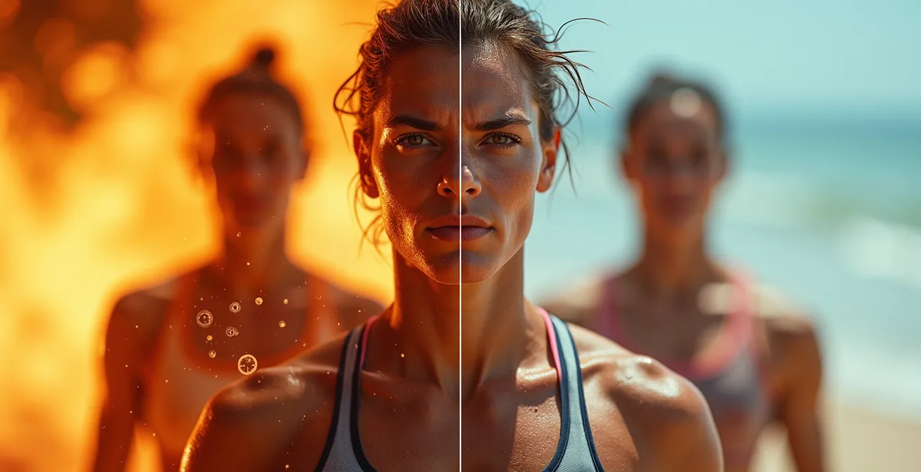 Detaillierte Visualisierung des 14-Tage Hitzeakklimatisierungsprotokolls