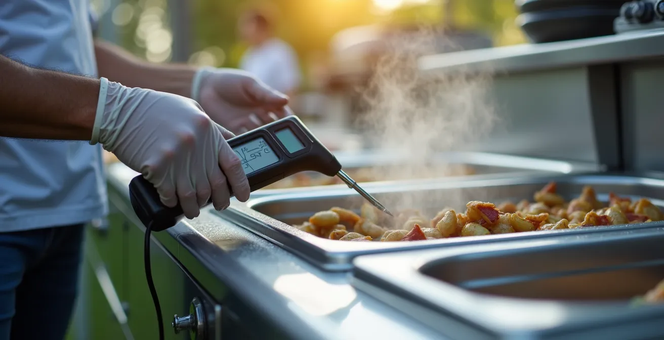 Mobile Hygienestation mit Temperaturkontrolle bei Outdoor-Catering
