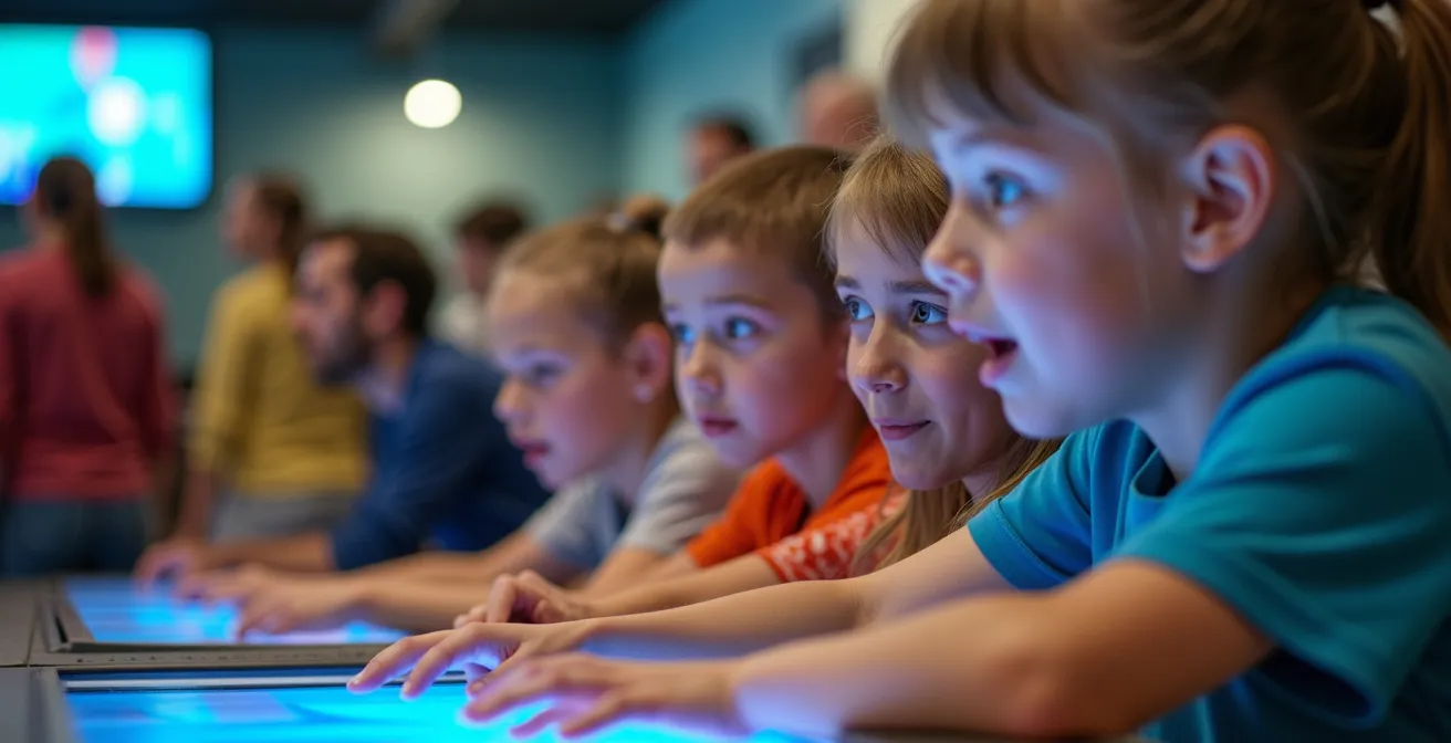 Nahaufnahme interaktiver Sportstationen mit aktiven Teilnehmern