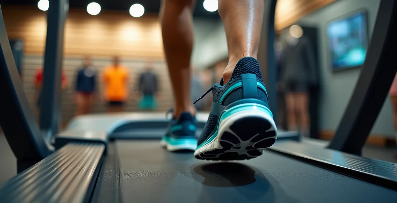 Professionelle Laufbandanalyse im Fachgeschäft zur Bestimmung des richtigen Laufschuhs