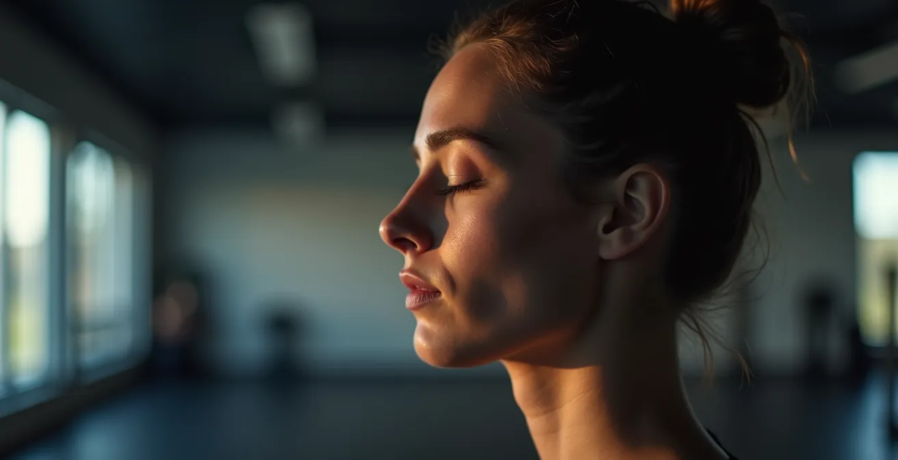 Sportpsychologische Visualisierung mentaler Barrieren bei einem konzentrierten Athleten