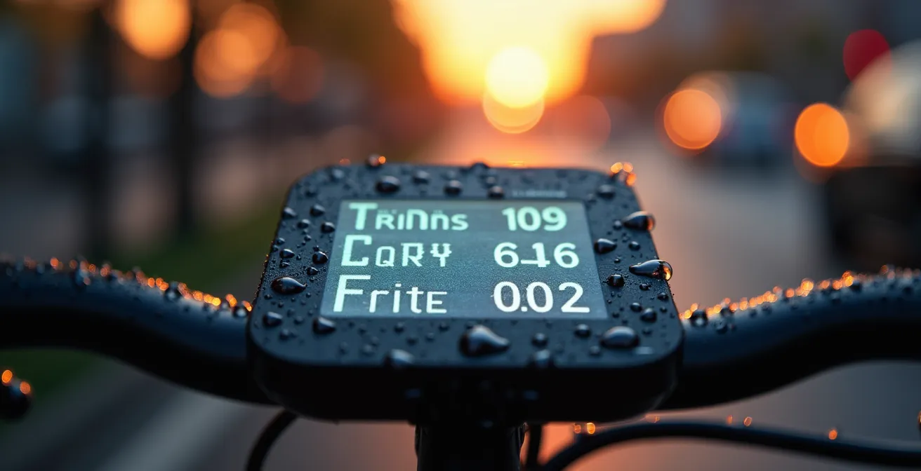 Wochentrainingsplan für Fahrradpendler mit verschiedenen Intensitätszonen auf einem Fahrradcomputer-Display