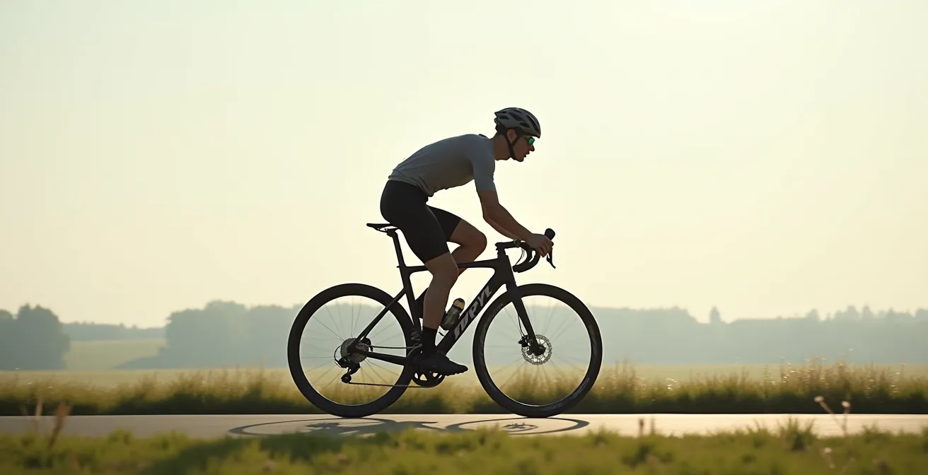 Seitenansicht eines Radfahrers mit optimaler Sitzposition auf deutschem Radweg