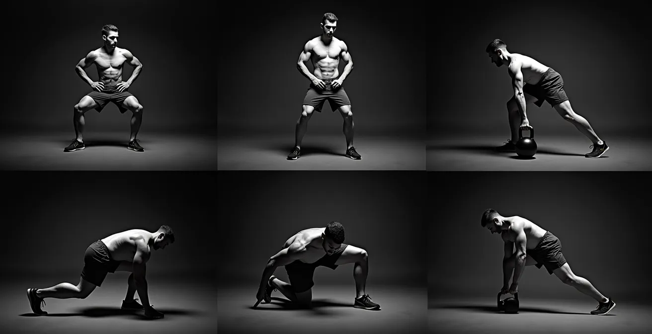 Läufer demonstriert Bulgarian Split Squat in professioneller Trainingsumgebung