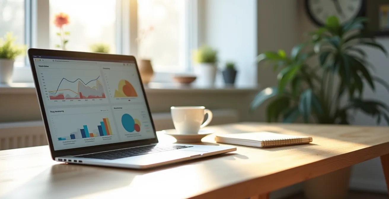 Excel-Tabelle auf Laptop-Bildschirm mit Trainingsmetriken und Graphen