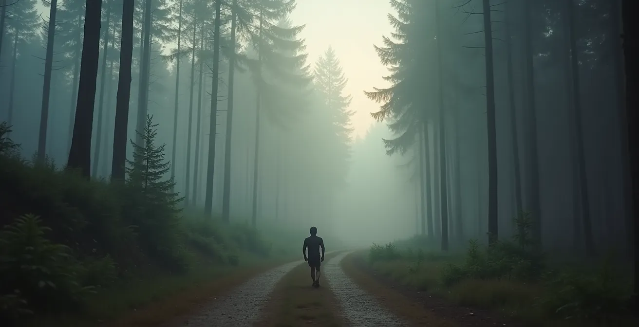 Erschöpfter Läufer in minimalistischer Umgebung