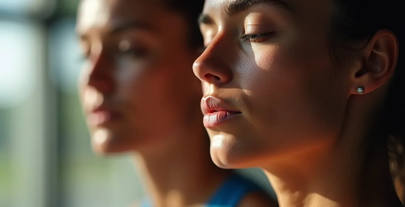 Nahaufnahme eines Athleten in tiefer Konzentration