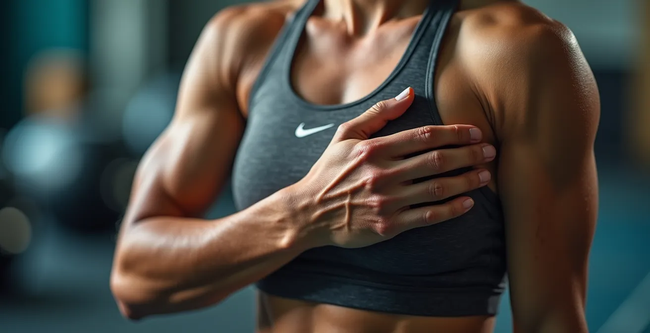Nahaufnahme einer Athletenhand beim meditativen Atemtraining vor dem Wettkampf